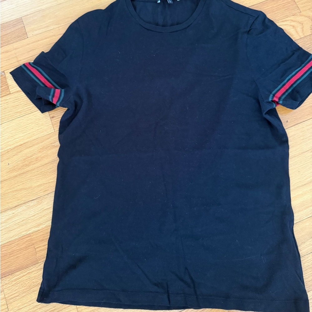 Gucci Black Tee with Red and Green Accents,size medium